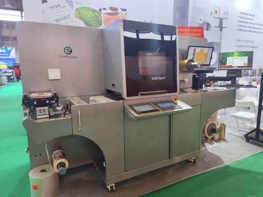 Máy in UV EcooSpark Digital Label, in véc-ni và ép kim kèm in chữ nổi Braille