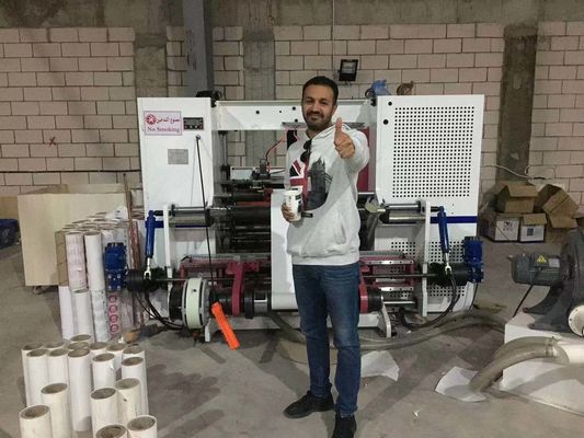 Máy cuộn giấy nhiệt không trục thủy lực